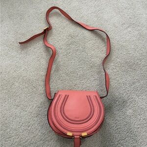Chloe Coral Pink Small Crossbody Marcie Saddle Bag